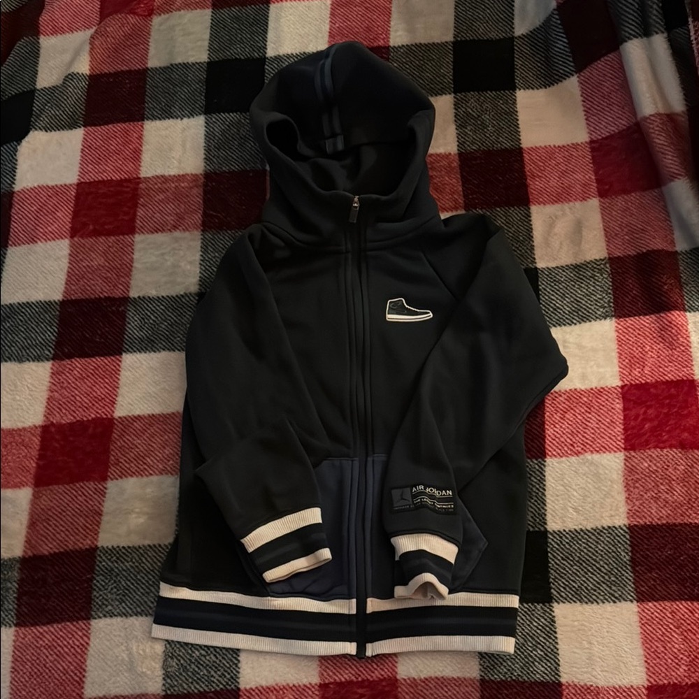Air Jordan Black and White Zip-Up Hoodie
